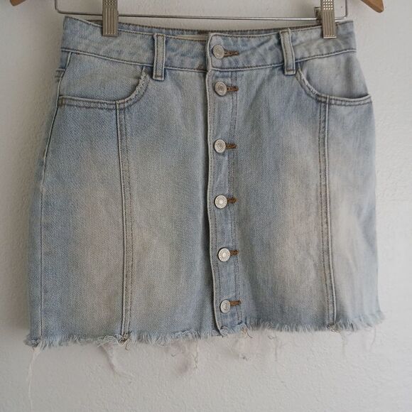 Pacsun button up blue jean skirt size 25 - Picture 1 of 6
